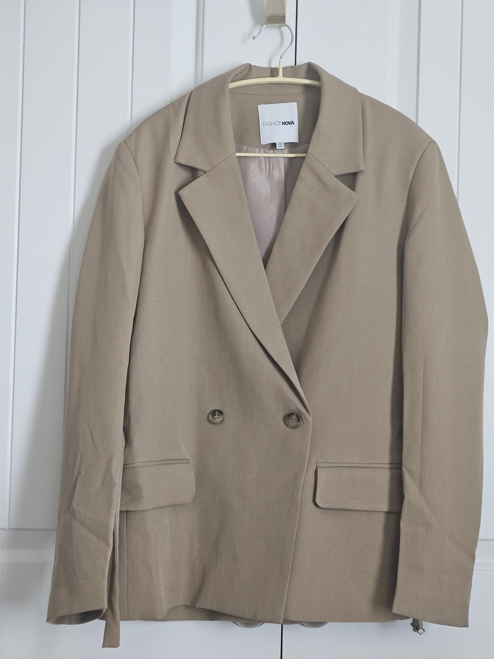 Fashion Nova Women's Double-Breasted Tan Lined Blazer Size M